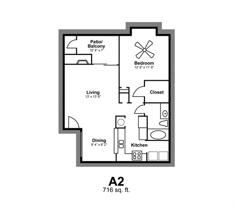 Floor Plan A2 at Vista Crossing Apartments in San Antonio, TX